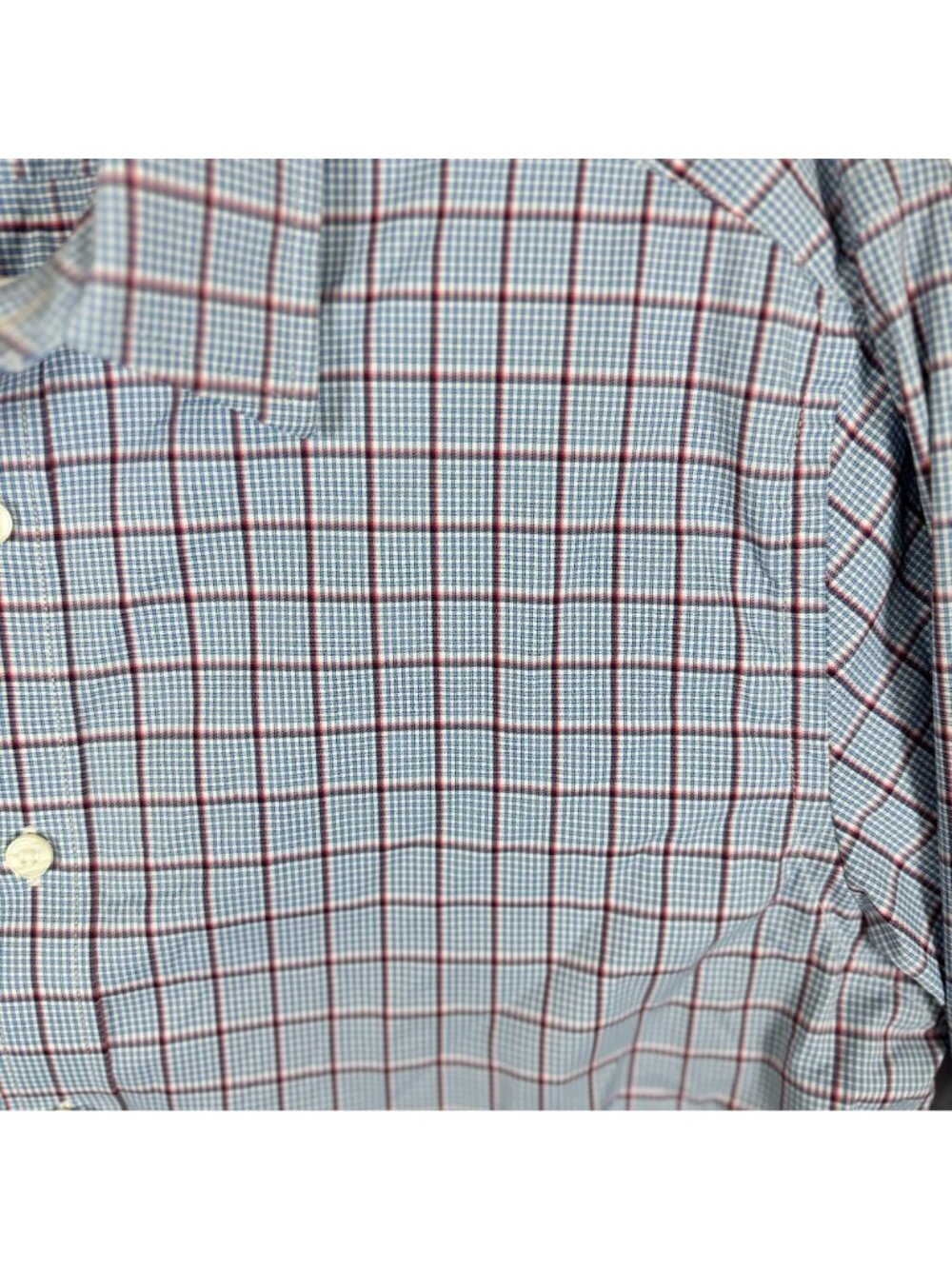 Untuckit Mens Medium Blue & Red Plaid Long Sleeve Button-Down Shirt - Picture 5 of 8